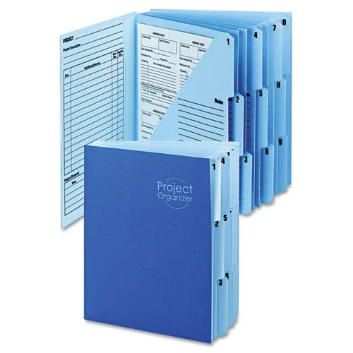 10-pocket Project Organizer, 10 Sections, 1-3-cut Tab, Letter Size, Lake Blue-navy Blue