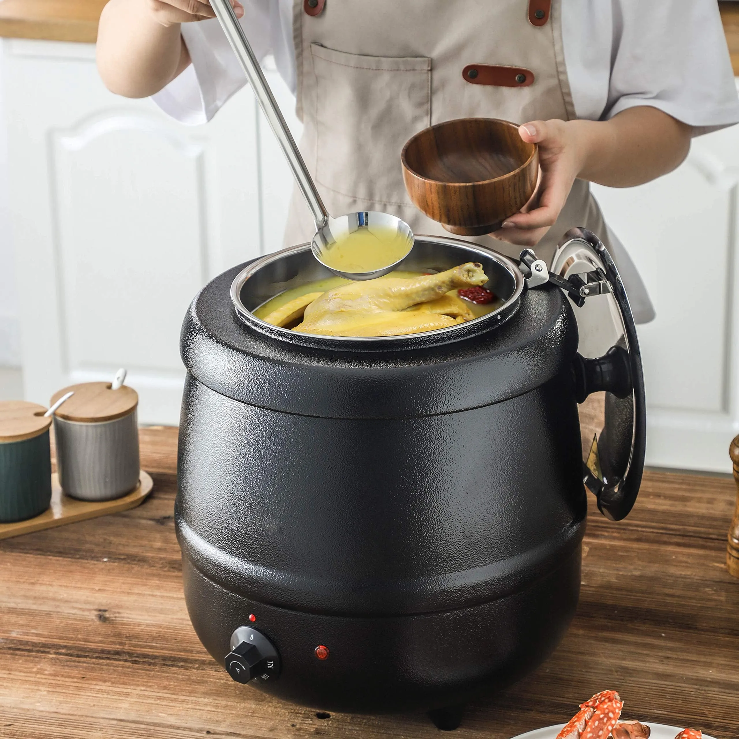 10L Restaurant Electric Buffet Food Warmer | Commercial Food Warmer | Soup Warmer | Black