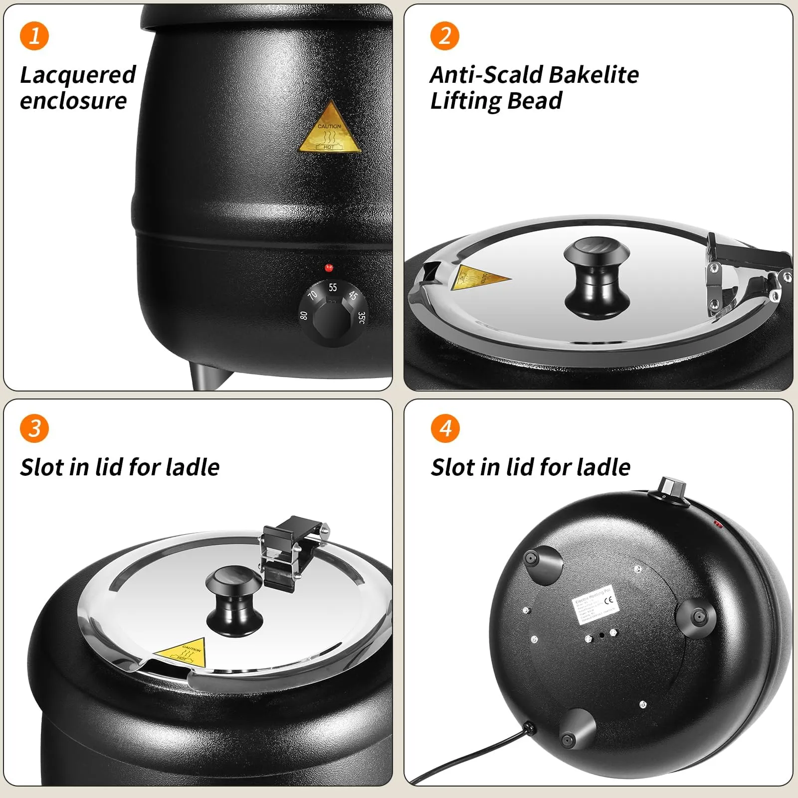 10L Restaurant Electric Buffet Food Warmer | Commercial Food Warmer | Soup Warmer | Black
