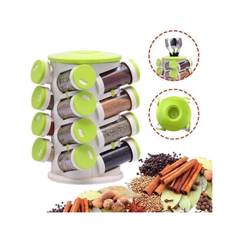 16-In-1 Spice Rack With Cutlery Holder