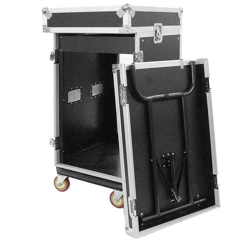 16 Space Rack Case with 10 Space Slant Mixer Top and DJ Work Table