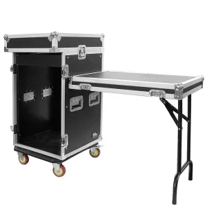16 Space Rack Case with 10 Space Slant Mixer Top and DJ Work Table