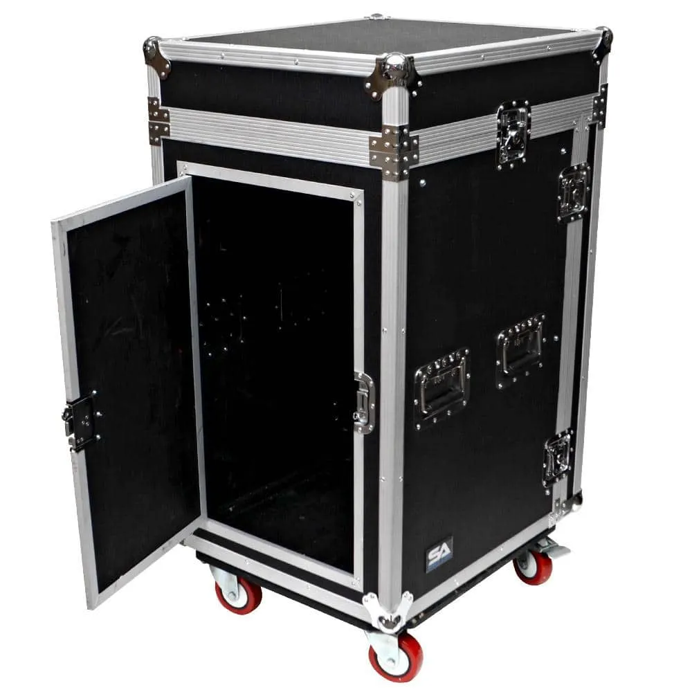 16 Space Rack Case with 10 Space Slant Mixer Top and DJ Work Table