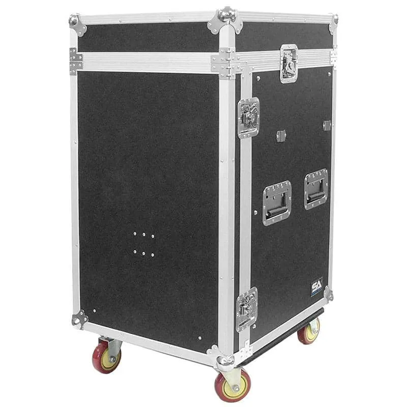 16 Space Rack Case with 10 Space Slant Mixer Top and DJ Work Table