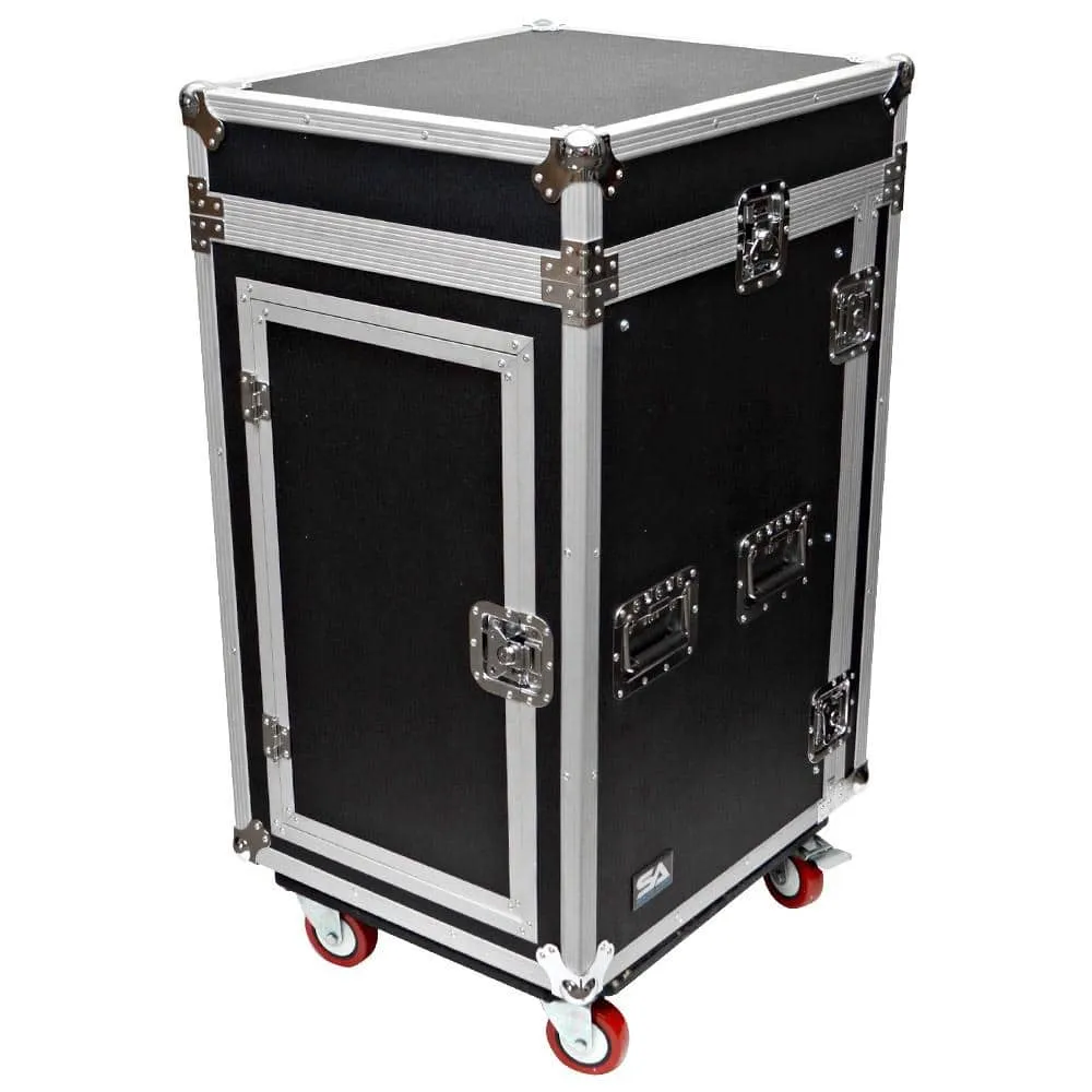 16 Space Rack Case with 10 Space Slant Mixer Top and DJ Work Table