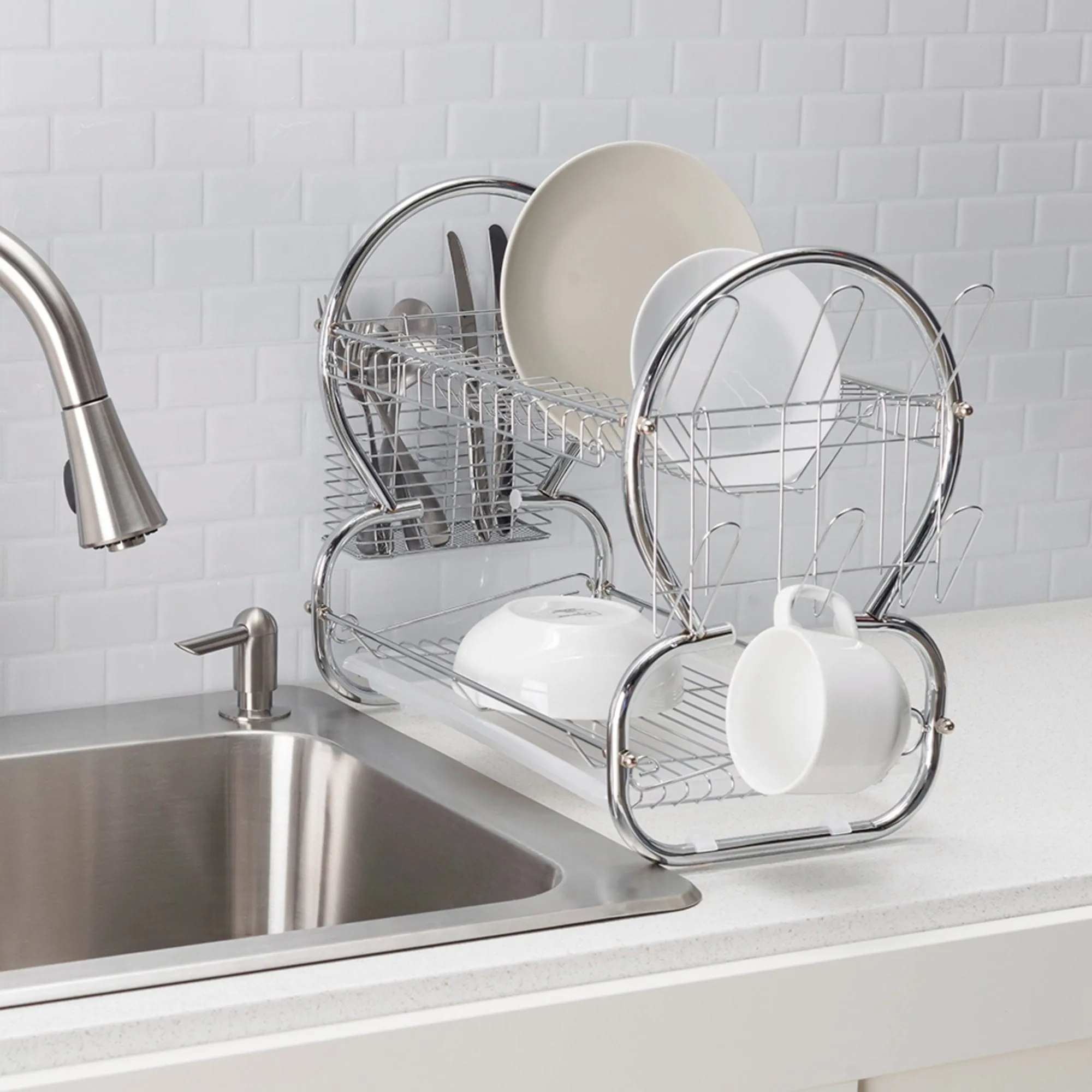 2-Tier Chrome Dish Drainer