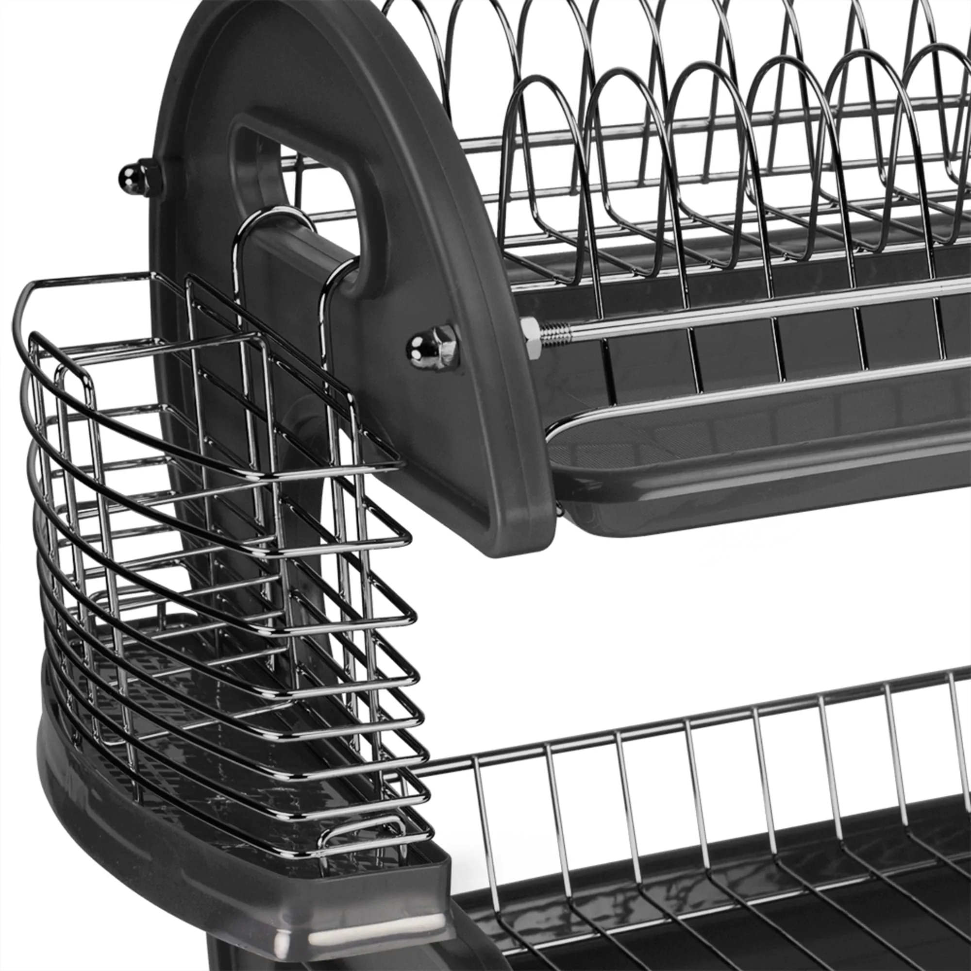 2 Tier Plastic Dish Drainer, Black