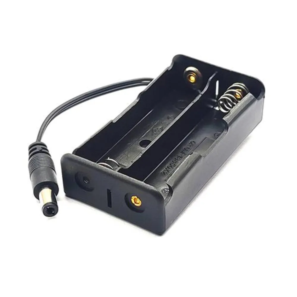 2X18650 Black Battery Holder with DC Power Plug