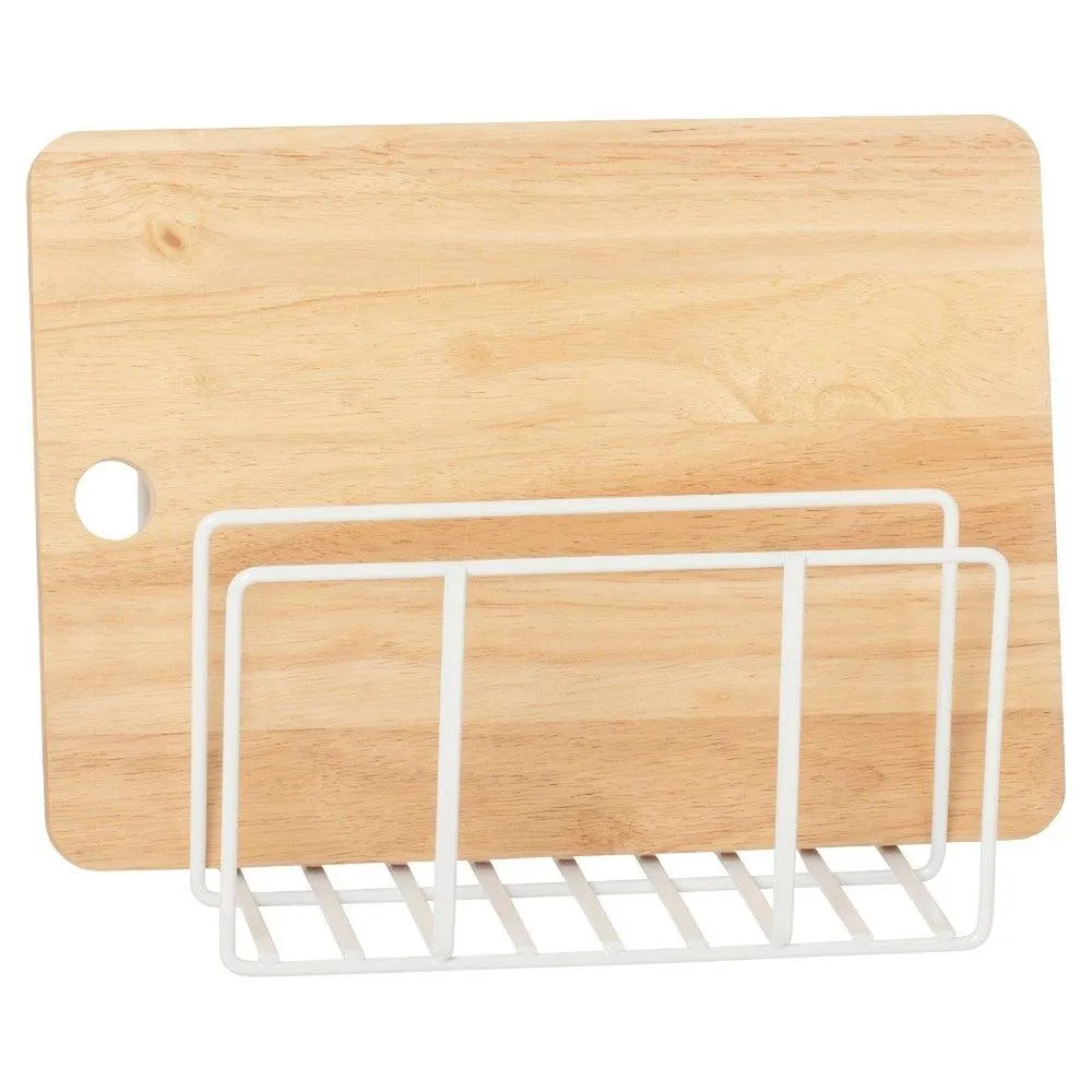 3 Section Wide Chopping Board Holder White