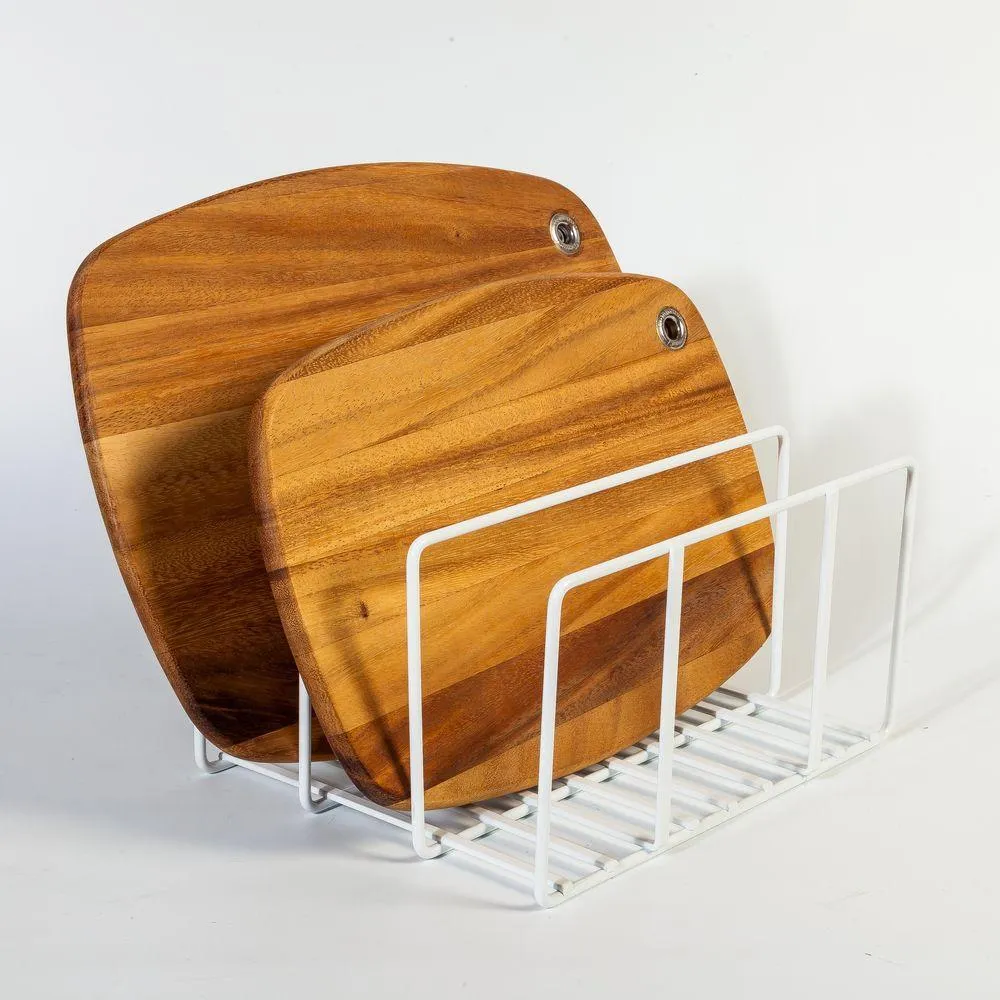 3 Section Wide Chopping Board Holder White