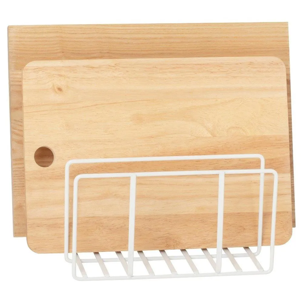 3 Section Wide Chopping Board Holder White