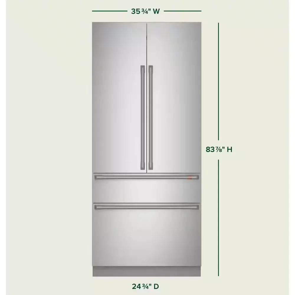 36 In. 20.1 Cu. Ft. Built-In Four Door French Door Refrigerator in Stainless Steel