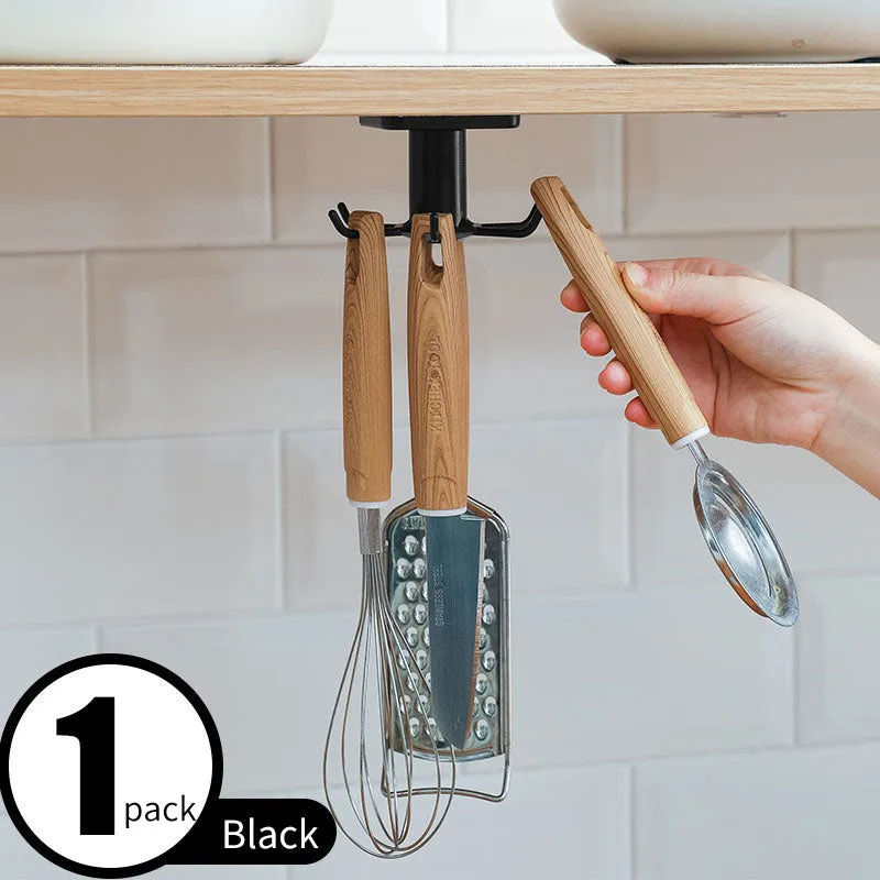 360 Degrees Rotated Kitchen Hooks Self Adhesive 6 Hooks