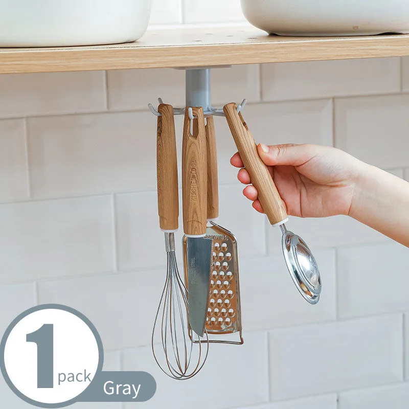 360 Degrees Rotated Kitchen Hooks Self Adhesive 6 Hooks