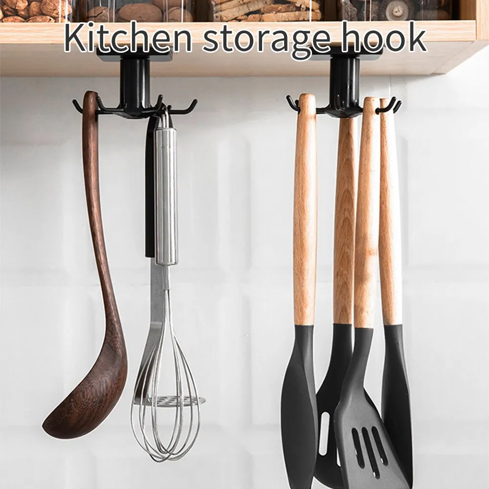 360 Degrees Rotated Kitchen Hooks Self Adhesive 6 Hooks