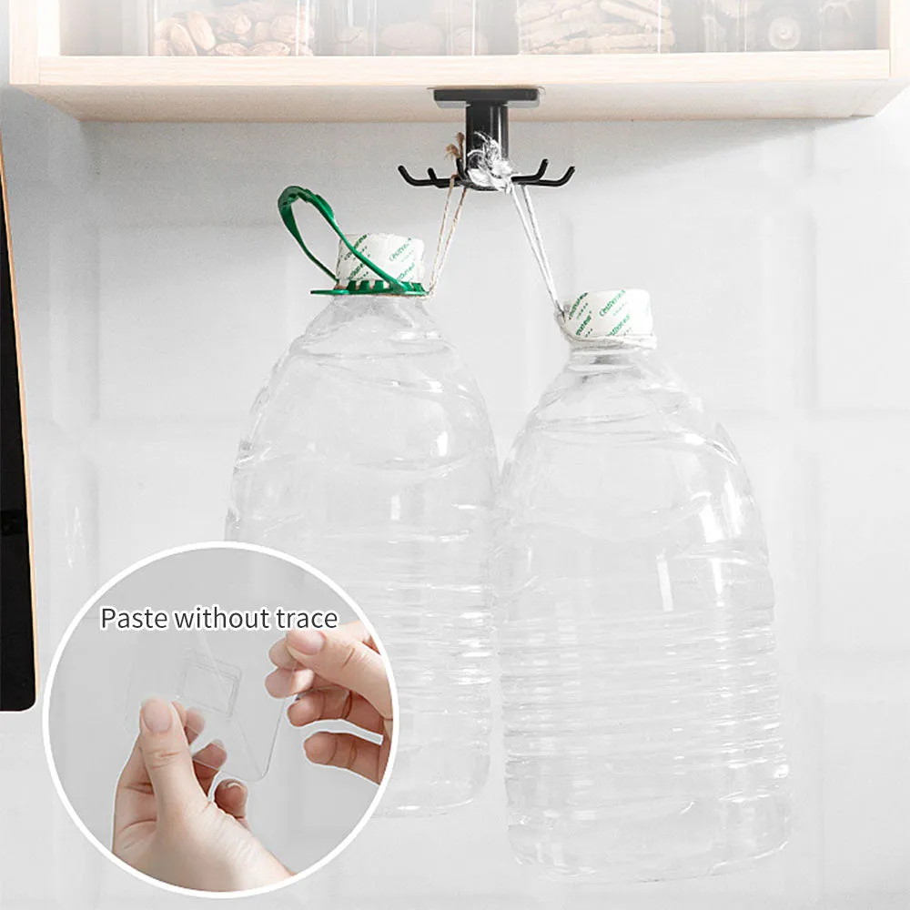 360 Degrees Rotated Kitchen Hooks Self Adhesive 6 Hooks