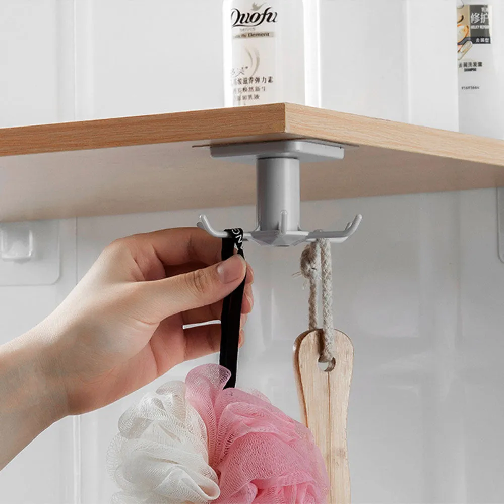 360 Degrees Rotated Kitchen Hooks Self Adhesive 6 Hooks