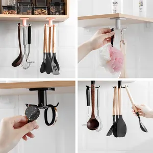 360 Degrees Rotated Kitchen Hooks Self Adhesive 6 Hooks