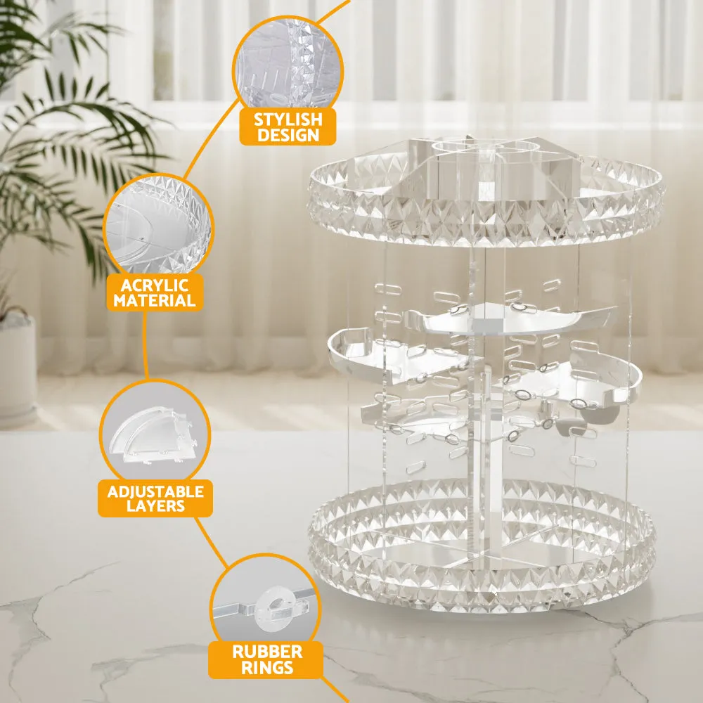360° Rotating Acrylic Makeup Organizer with Large Capacity - Embellir