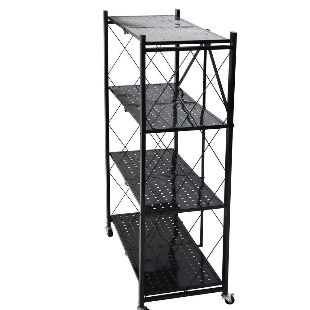 4 Tier Metal Shelves Units Garage Storage Rack Trolley Hz-4