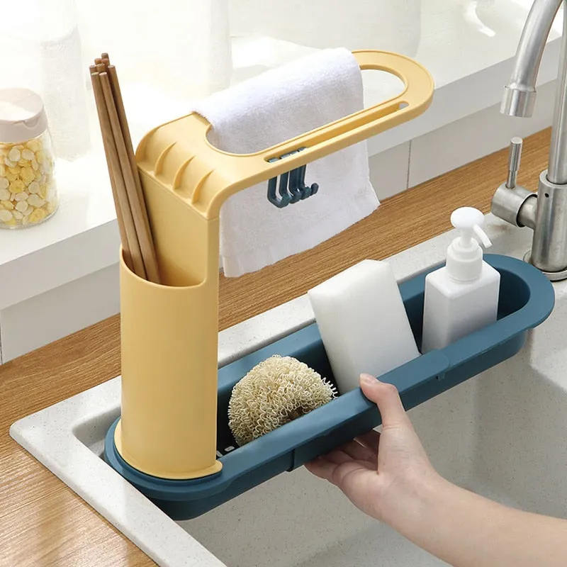 Adjustable Shelf Drain Rack Kitchen Organizer