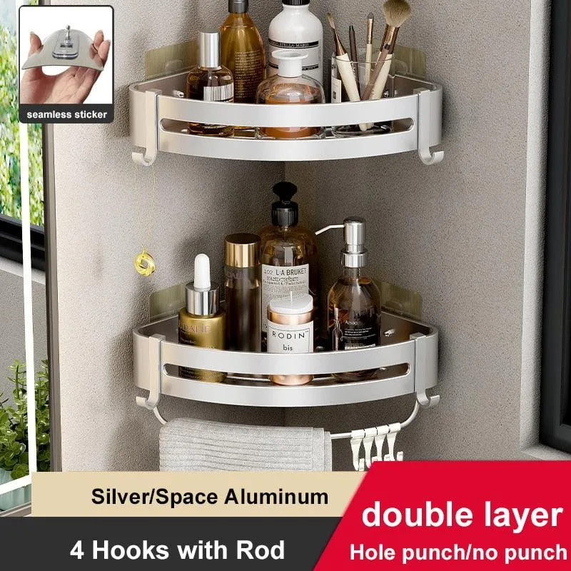 Aluminum Corner Shelf Rack with Versatile Dual Installation Options