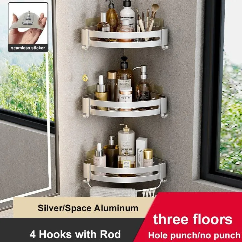 Aluminum Corner Shelf Rack with Versatile Dual Installation Options