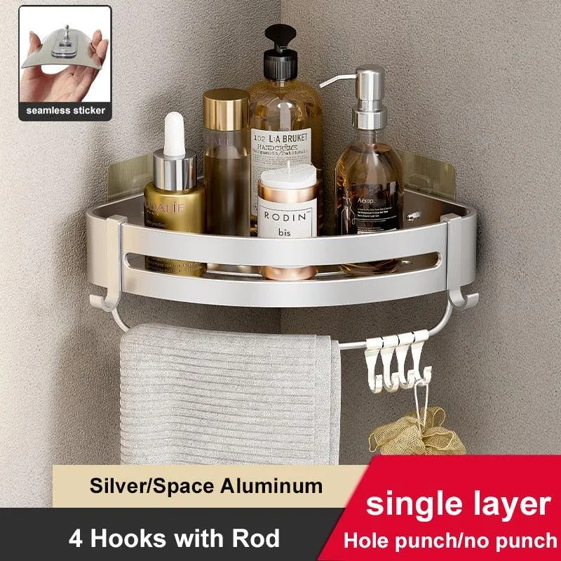 Aluminum Corner Shelf Rack with Versatile Dual Installation Options