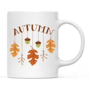 Andaz Press Autumn 11oz. Coffee Mug Gift, Autumn, Hanging Leaves and Acorns