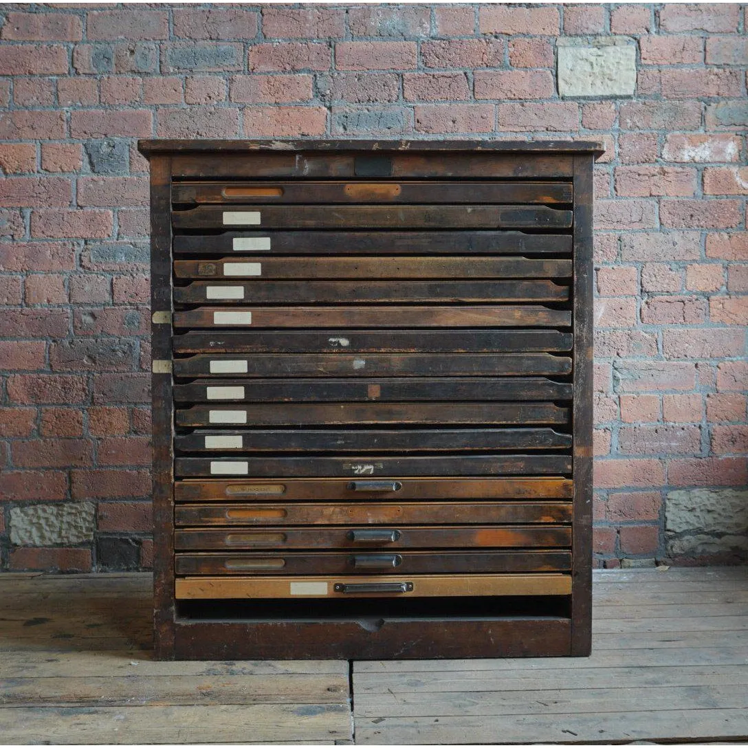 Antique Typsetting Drawer Unit - printers storage drawers