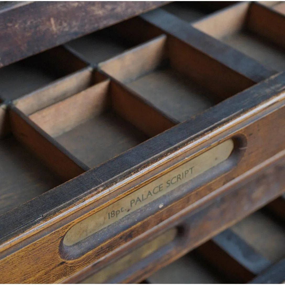 Antique Typsetting Drawer Unit - printers storage drawers