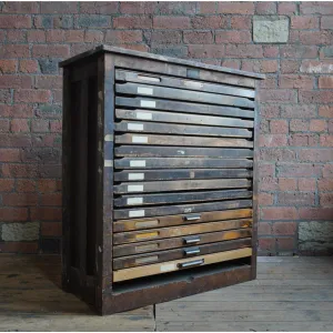 Antique Typsetting Drawer Unit - printers storage drawers