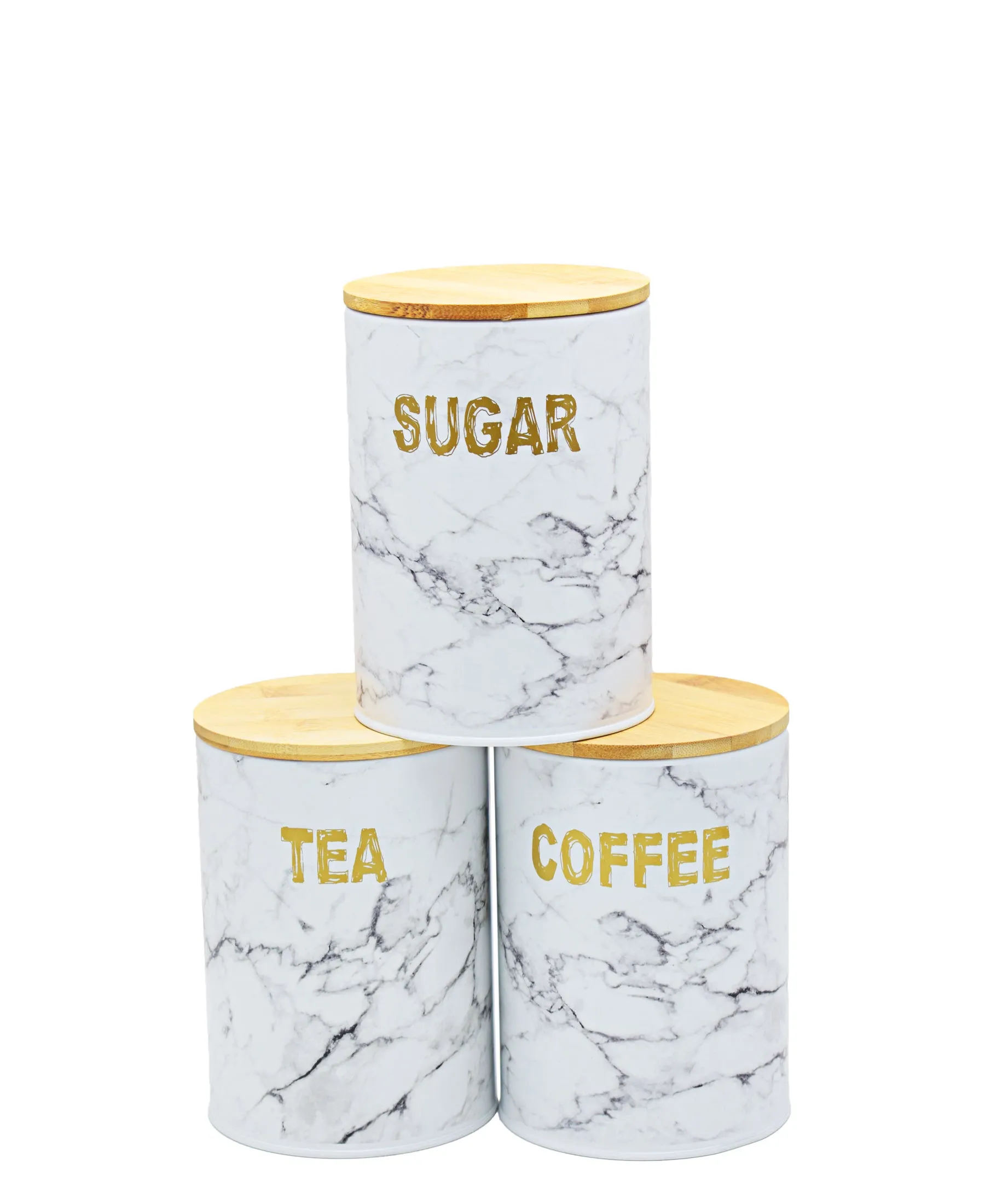 Aqua 3 Piece Marble Canister - White & Grey
