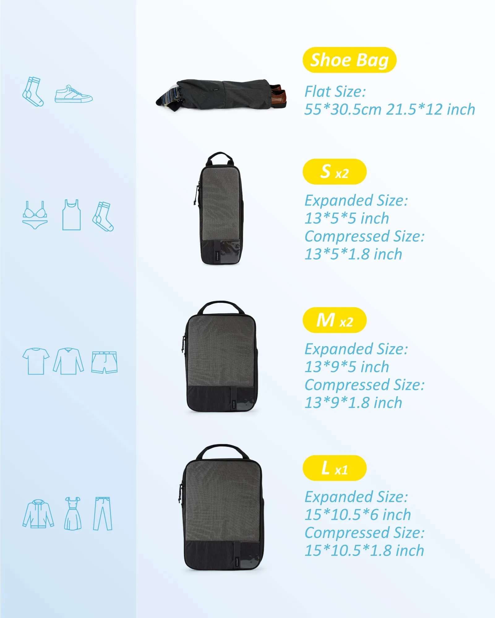 Bagsmart Compression Packing Cubes