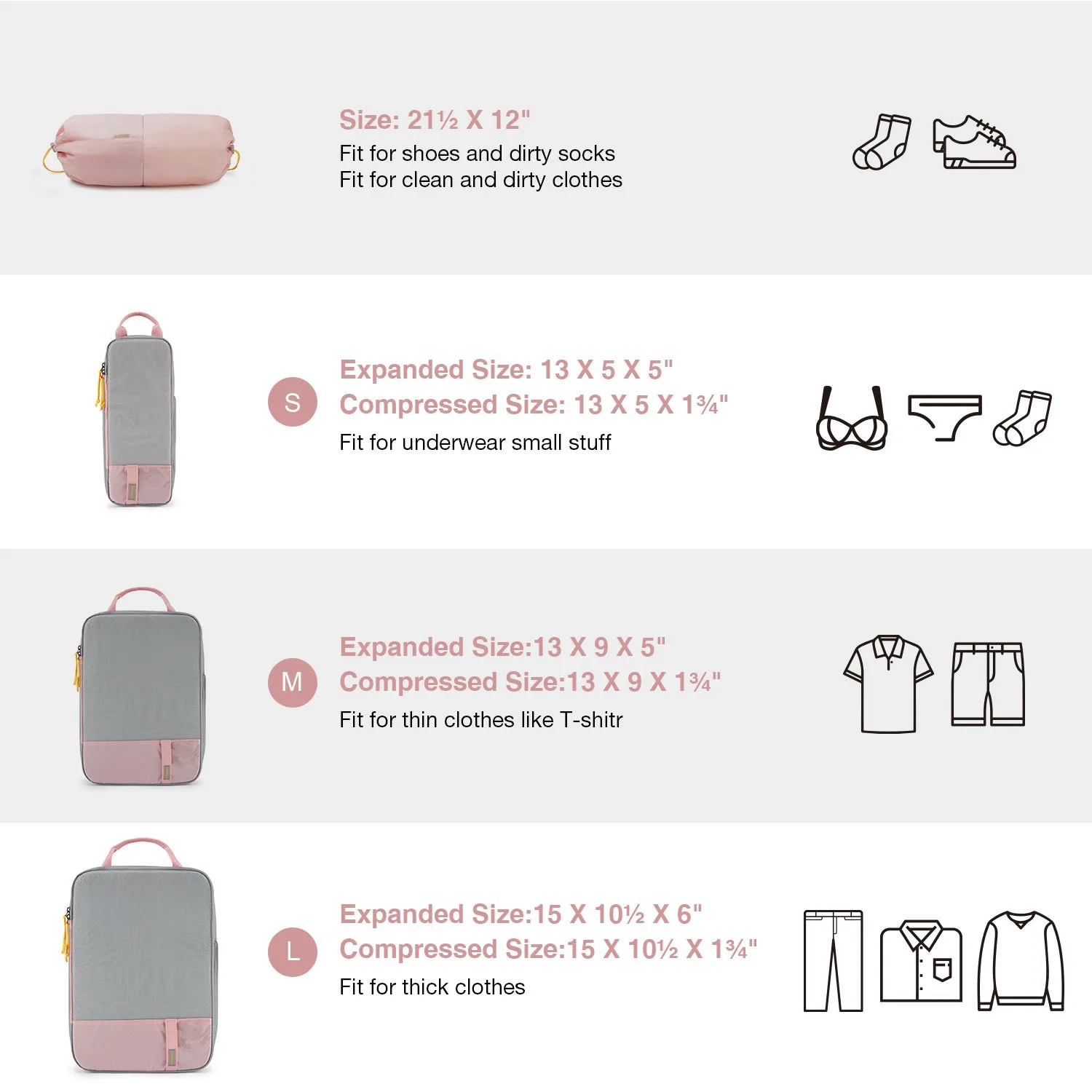 Bagsmart Compression Packing Cubes