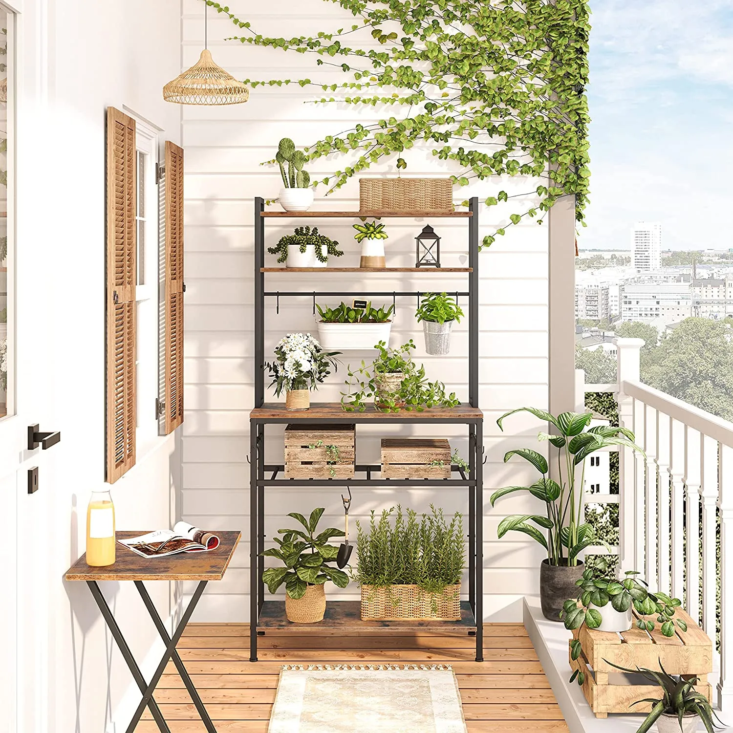 Baker's Rack, Kitchen Storage Shelf Rack with Adjustable Bottom Shelf