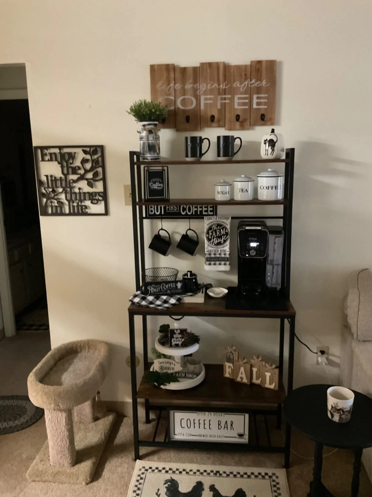 Baker's Rack, Kitchen Storage Shelf Rack with Adjustable Bottom Shelf