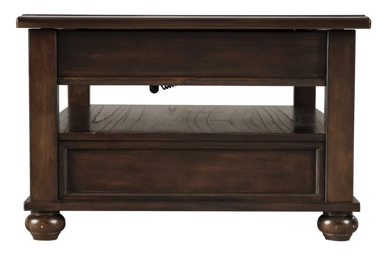 Barilanni Dark Brown Coffee Table with Lift Top