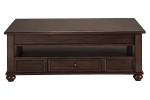 Barilanni Dark Brown Coffee Table with Lift Top