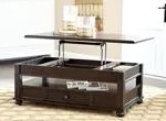 Barilanni Dark Brown Coffee Table with Lift Top