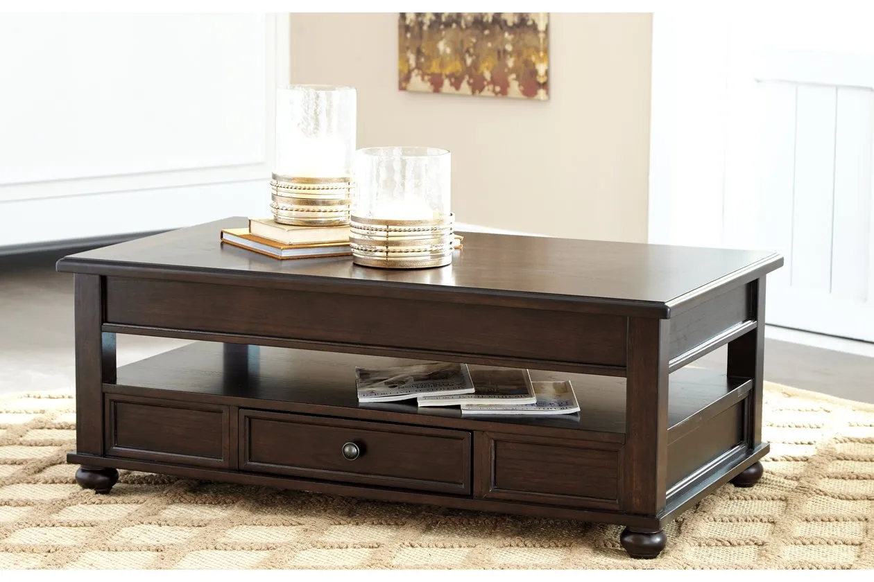 Barilanni Dark Brown Coffee Table with Lift Top