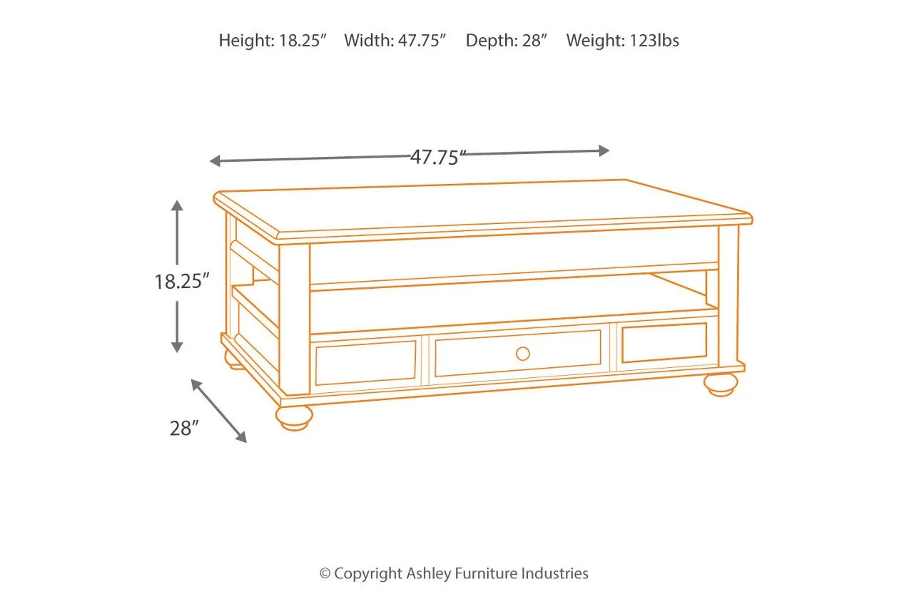 Barilanni Dark Brown Coffee Table with Lift Top