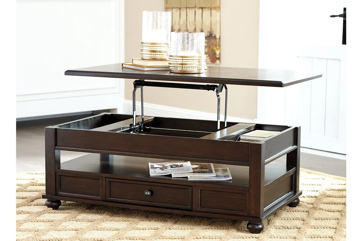 Barilanni Dark Brown Coffee Table with Lift Top