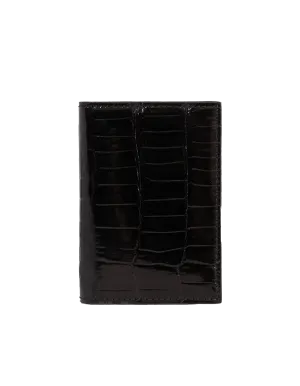 Black Crocodile Bi-Fold Holder