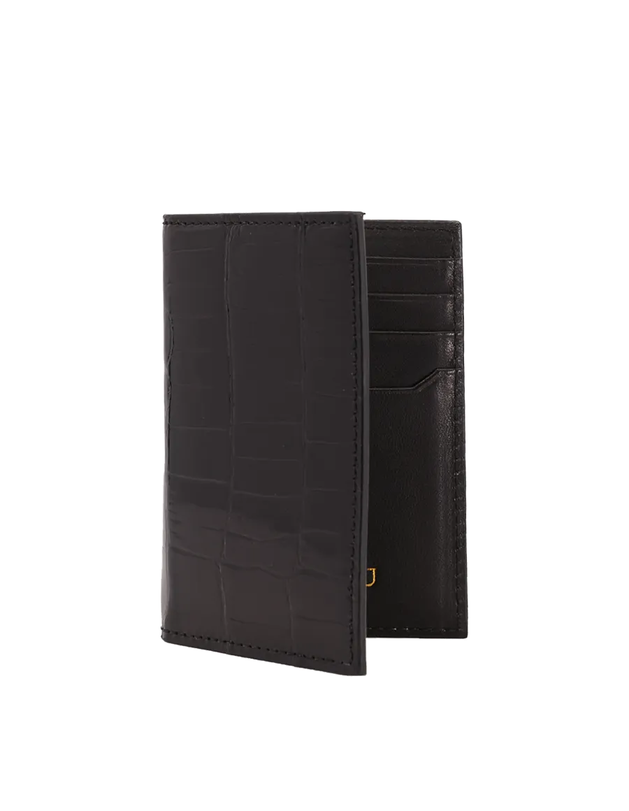 Black Crocodile Bi-Fold Holder