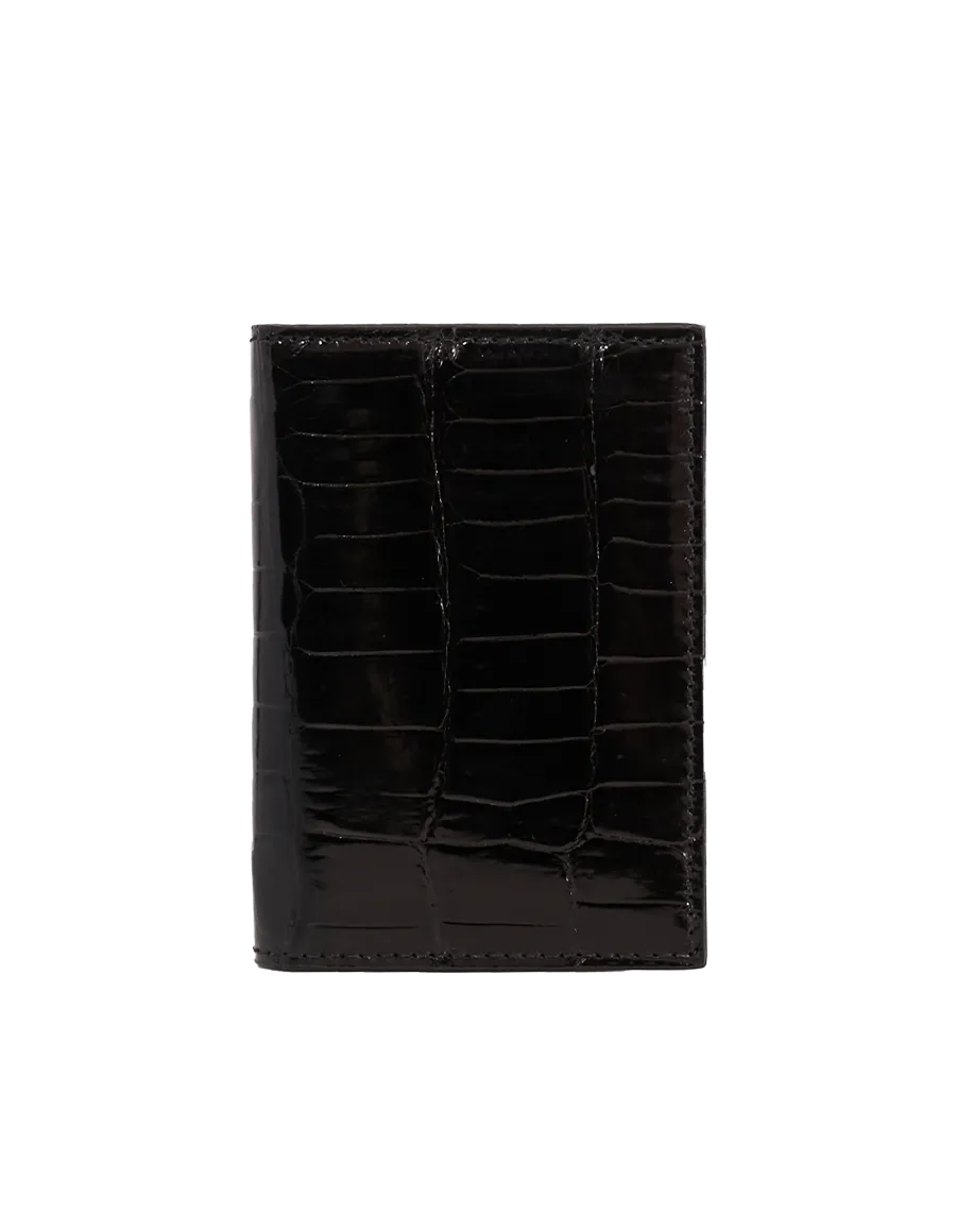 Black Crocodile Bi-Fold Holder