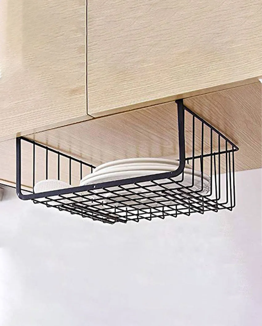 Black Metal Under Shelf Muti-Purpose Storage Basket