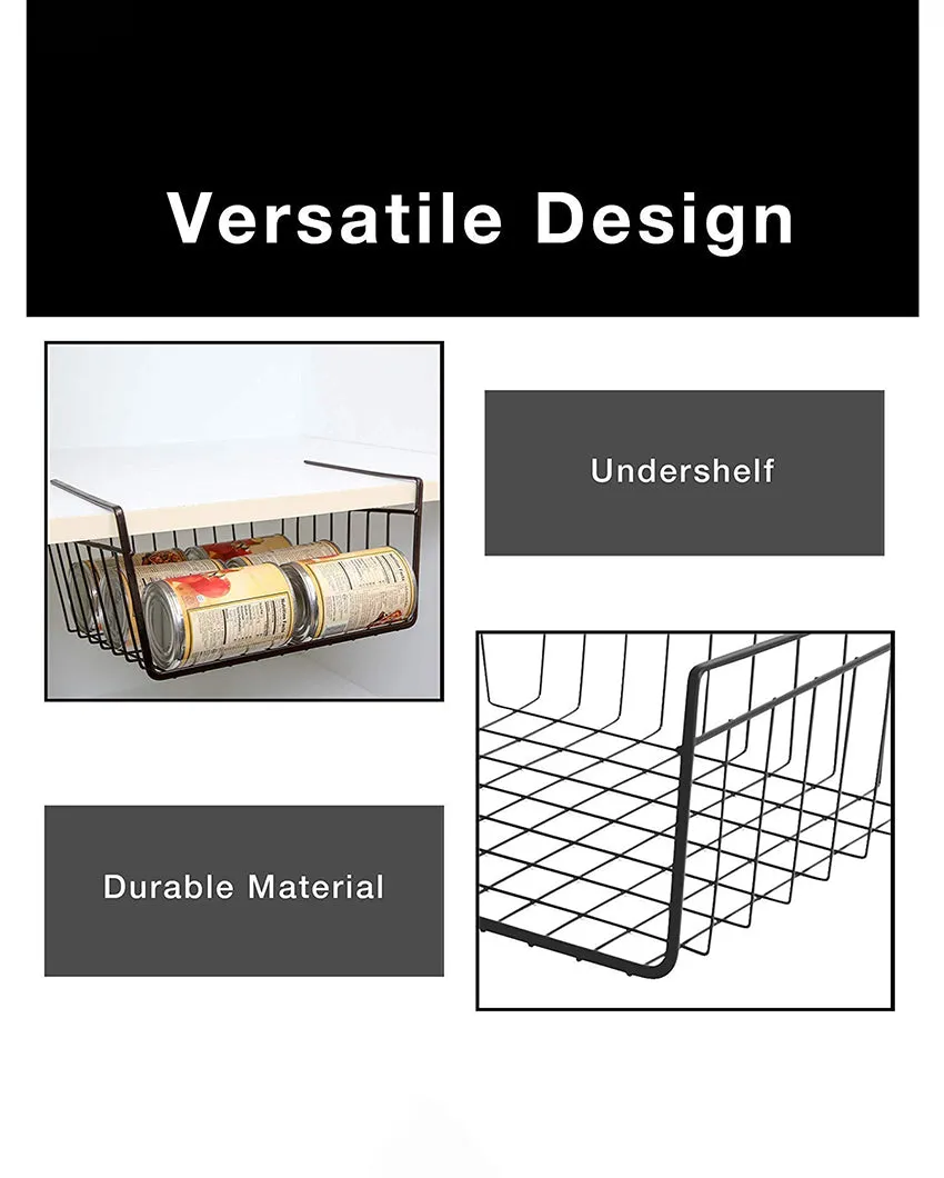 Black Metal Under Shelf Muti-Purpose Storage Basket