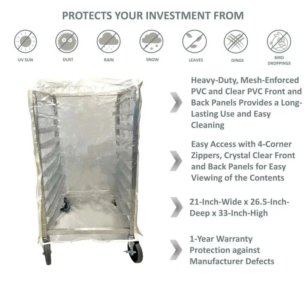 Bun Rack Cover, 21"W x 26.5"D x 33"H, All Clear PVC Panels