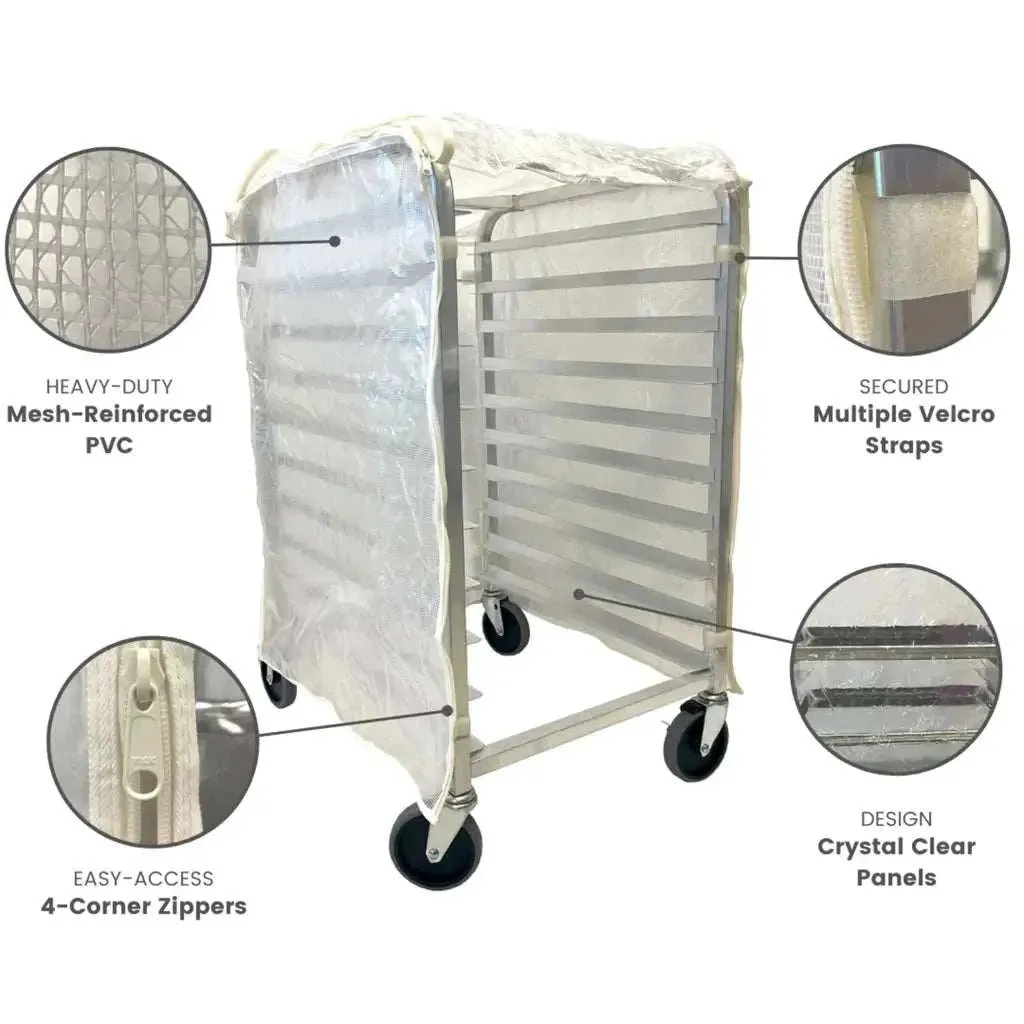 Bun Rack Cover, 21"W x 26.5"D x 33"H, All Clear PVC Panels